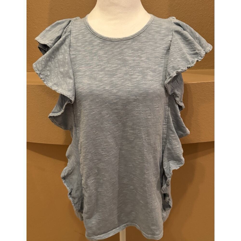 Frye Ruffle Women’s Blouse Blue Boho Style Size S